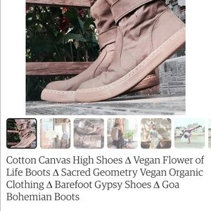 Cotton Canvas High- Vegan Flower of Life Boots